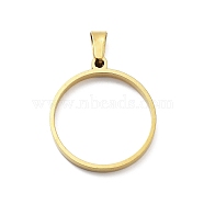 304 Stainless Steel Open Back Bezel Pendants, For DIY UV Resin, Epoxy Resin, Real 18K Gold Plated, Ring, 28x25x3mm, Hole: 8x4mm(STAS-Z091-05G-03)