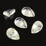 Teardrop Shaped Cubic Zirconia Pointed Back Cabochons, Faceted, Clear, 14x10mm(X-ZIRC-R011-14x10-02)