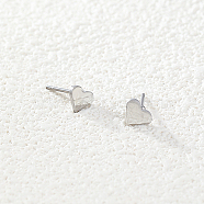 Stainless Steel Stud Earrings, for Women, Heart, 6mm(XO5531-1)