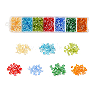 3500Pcs 7 Colors 12/0 Glass Round Seed Beads, Transparent Colours Luster Round Hole Beads, Small Craft Beads, for DIY Jewelry Making, Mixed Color, 2mm, about 500pcs/color(SEED-YW0001-20)