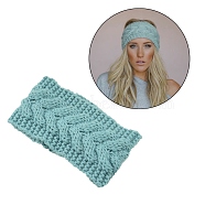 Polyacrylonitrile Fiber Yarn Warmer Headbands, Soft Stretch Thick Cable Knit Head Wrap for Women, Turquoise, 210x110mm(COHT-PW0001-23-08)