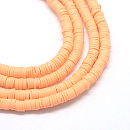 Flat Round Eco-Friendly Handmade Polymer Clay Bead Spacers, PeachPuff, 4x1mm, Hole: 1mm, about 380~400pcs/strand, 17.7 inch(X-CLAY-R067-4.0mm-13)