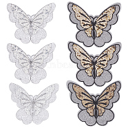 12Pcs 2 Style Butterfly Gauze Embroidery Ornaments Accessories, Lace Sequins Clothing Sew on Patches, Suitable for Wedding Dress, Performance Clothes, Mixed Color, 142~158x161~190x0.5mm, 6pcs/style(PATC-GF0001-11)