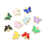 Alloy Enamel Charms, Mixed Color, Butterfly Charm, Golden, 10.5x12.5x1.5mm, Hole: 1.5mm(PALLOY-I217-06G)