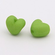 Colorful Acrylic Beads, Frosted, Heart, Green Yellow, 9x10x7mm, hole: 1.5mm, about 13pcs/6g(MACR-S725-5)