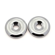 Non-magnetic Synthetic Hematite Pendants, Grade AA, Donut/Pi Disc, Donut Width: 11.5mm, 30x5.5mm, Hole: 7mm(G-N0050-59)
