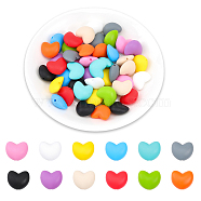 48Pcs 12 Colors Food Grade Eco-Friendly Silicone Beads, Chewing Beads For Teethers, DIY Nursing Necklaces Making, Heart, Mixed Color, 16x19x10mm, Hole: 2mm, 4pcs/color(SIL-CA0001-43)