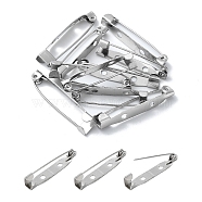 Iron Brooch Findings, Back Bar Pins, with Two Holes, Platinum, 32x6mm, Hole: 2mm(IFIN-YW0001-75)