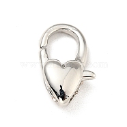Brass Heart Lobster Claw Clasps, Parrot Trigger Clasps Jewelry Making Findings, Cadmium Free & Lead Free, Long-Lasting Plated, Platinum, 14x8.5x4mm, Hole: 1.4mm(KK-G416-47P)
