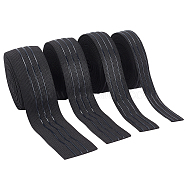 Elite 20Yards 4 Style Polyester Elastic Ribbon, Non-slip Ribbon, Flat, Black, 20mm, 5yards(4.57m)/Style(EC-PH0001-25A)