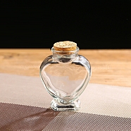 Glass Bottle, Wishing Bottle, with Cork Stopper, Heart, Clear, 8x10.3cm, Capacity: 160ml(5.41fl. oz)(HEAR-PW0001-129B)