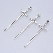 Tibetan Style Alloy Cabochons, Long Swords, Cadmium Free & Lead Free, for Crafting, Jewelry Making, Antique Silver, 91.5x24.5x4mm, about 91pcs/500g(TIBE-R316-142AS-RS)