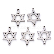 201 Stainless Steel Links, for Jewish, Star of David, Stainless Steel Color, 18.5x13x1.5mm, Hole: 1.2mm(X-STAS-R107-06)