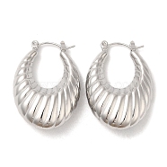 304 Stainless Steel Thick Hoop Earrings, Croissant, Stainless Steel Color, 34x24x10mm(EJEW-Z022-07P)