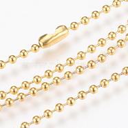 304 Stainless Steel Ball Chain Necklace, Golden, 29.5 inch(75cm), 2.3mm(X-MAK-R012-02G)