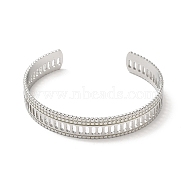 304 Stainless Steel Bangles, Hollow Cuff Bangles for Women, Stainless Steel Color, Inner Diameter: 2-1/8 inch(5.5cm)(BJEW-L682-030P)