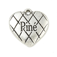 Tibetan Style Alloy Pendants, Heart Charms, Antique Silver, 14x14x2mm, Hole: 1.2mm, about 719pcs/1000g.(FIND-M056-06A-AS)