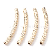 Brass Tube Beads, Long-Lasting Plated, Curved Beads, Tube, Real 24K Gold Plated, 30x3mm, Hole: 2mm(KK-Y003-87B-G)