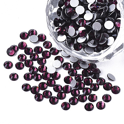 Glass Rhinestone Flat Back Cabochons, Back Plated, Faceted, Half Round, Amethyst, SS8, 2.3~2.4x1mm, about 1440pcs/bag(RGLA-S002-08SS-22)