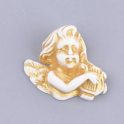 Resin Cabochons, Spray Painted, Angel, Goldenrod, 25x27x11mm(X-CRES-T011-36)