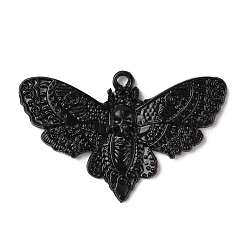 Alloy Pendants, Moth, Electrophoresis Black, 26x41x1.5mm, Hole: 1.6mm(FIND-WH0116-83EB)