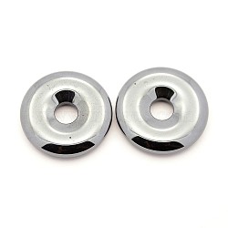 Non-magnetic Synthetic Hematite Pendants, Grade AA, Donut/Pi Disc, Donut Width: 11.5mm, 30x5.5mm, Hole: 7mm(G-N0050-59)