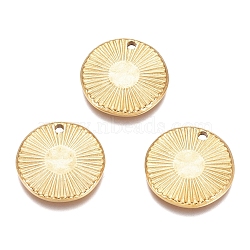 Textured Flat Round 304 Stainless Steel Pendants, for Craft Jewelry Making, Golden, 15x1.5mm, Hole: 1.4mm(X-STAS-G218-06G)