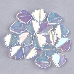 Transparent Glass Pendants, AB Color Plated, Fish, Clear AB, 14.5~15x14.5x4.5mm, Hole: 1mm(GGLA-S039-01I-01)