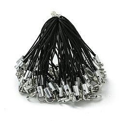 Polyester Cord Mobile Straps, with Platinum Plated Alloy Findings, Black, 6.5~7cm(MOBA-YW0001-04A)