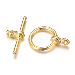 Alloy Toggle Clasps, Ring, Golden, Ring: 12x17x1mm, Hole: 1.5mm, Bar: 19x8x1mm, Hole: 1.5mm(PALLOY-G131-02G)
