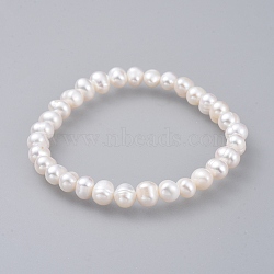 Natural Pearl Stretch Bracelets, White, 2-1/8 inch(5.3cm)(BJEW-JB04729)