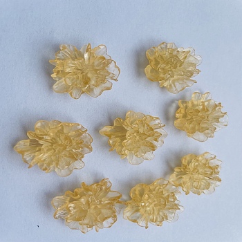 Transparent Resin Cabochons, DIY for Mobile Phone Decoration & Bobby Pin Accessories, Flower, Gold, 25x22.5x9.5mm