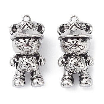 Alloy Pendants, Lead Free & Cadmium Free, Bear with hat, Antique Silver, 32x15.5x15.5mm, Hole: 2mm