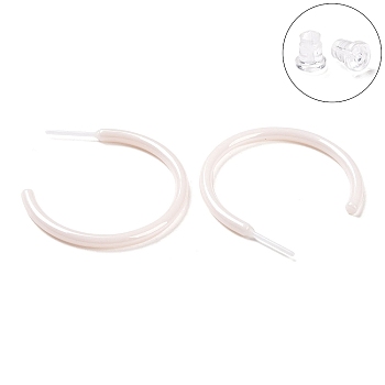 Hypoallergenic Bioceramics Zirconia Ceramic Ring Stud Earrings, Half Hoop Earrings, No Fading and Nickel Free, Antique White, 30x2.5x27mm