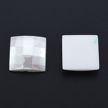 ABS Plastic Imitation Pearl Cabochons, Square, Creamy White, 15x15x4.5mm