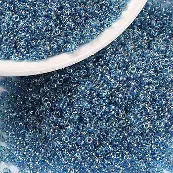 MIYUKI Round Rocailles Beads, Japanese Seed Beads, 15/0, (RR326) Transparent Capri Blue Luster, 1.5mm, Hole: 0.7mm, about 5555pcs/10g