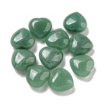 Natural Green Aventurine Beads, Half Drilled, Heart, 15.5x15.5x8mm, Hole: 1mm