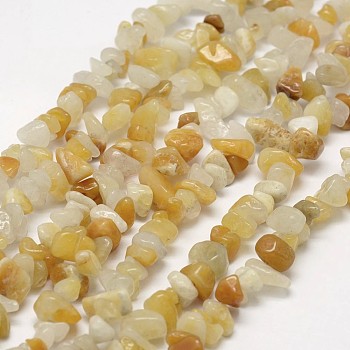 Natural Topaz Jade Beads Strands, Chip, Yellow, 3~5x7~13x2~4mm, Hole: 0.4mm, 34.9 inch
