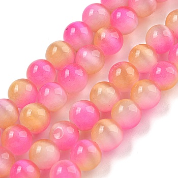 Cat Eye Beads Strands, Round, Hot Pink, 10mm, about 39pcs/strand, 14.96''(38cm)