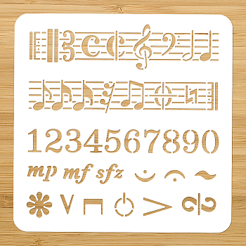 PET Hollow Out Drawing Painting Stencils, for DIY Scrapbook, Photo Album, Musical Note, 300x300mm