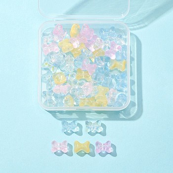 50Pcs Electroplate Transparent Glass Bead, Bowknot, Mixed Color, 9.5x12.5x7mm, Hole: 1.2mm