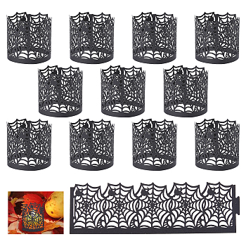 SUPERFINDINGS Halloween Theme Paper Lamp Shade, Rectangle with Spider Web, Black, 135x40x0.2mm, 60 sheets/box