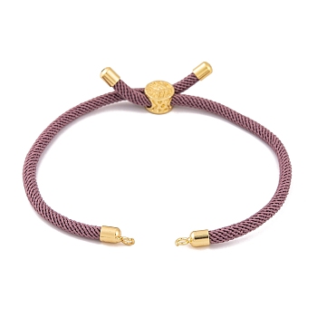 Nylon Cords Bracelet Makings Fit for Connector Charms, with Golden Brass Tree Slider Beads, Long-Lasting Plated, Plum, 8-5/8 inch(22cm), Hole: 1.9mm