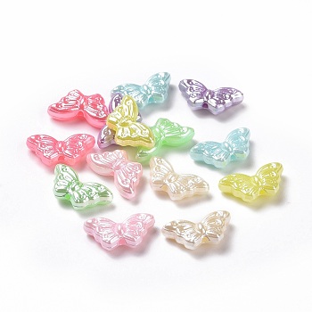 Imitation Pearl Acrylic Beads, Butterfly, Mixed Color, 8x15x4.5mm, Hole: 1.2mm, about 2083pcs/500g