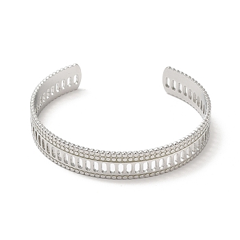 304 Stainless Steel Bangles, Hollow Cuff Bangles for Women, Stainless Steel Color, Inner Diameter: 2-1/8 inch(5.5cm)