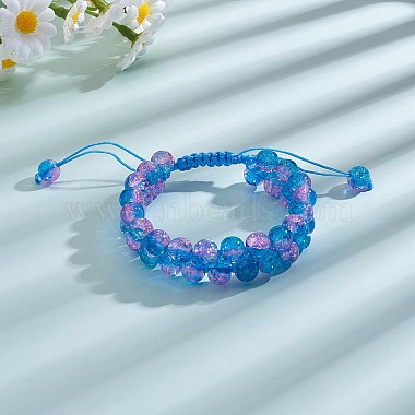 bracelet de perles tressées en verre rond étincelant(BJEW-SW00082-16)-5