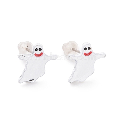 Alloy Ghost Stud Earrings with Steel Pin(EJEW-E143-10)-1