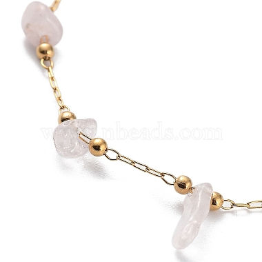 bracelets en chaîne de perles en quartz rose naturel(BJEW-G692-01B)-2