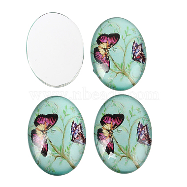 Butterfly Printed Glass Oval Cabochons(GGLA-N003-22x30-C)-3
