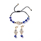 Lampwork Evil Eye Braided Bead Bracelet and Dangle Stud Earrings(SJEW-JS01258)-1
